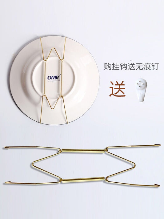 Decorative hanging plate hook invisible metal spring hook w-shaped hook wall decoration ceramic plate with seamless nails