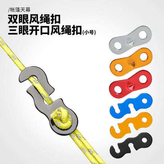 Outdoor aluminum alloy tent canopy windproof rope buckle double eye umbrella rope length adjustment camping tent rope buckle set