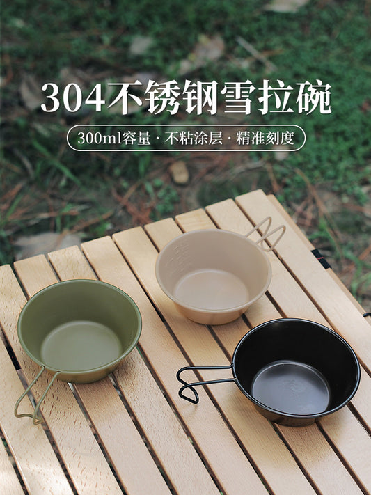 304 stainless steel sheira bowl camping portable 300ml instant noodle bowl outdoor picnic barbecue special tableware sirap cup
