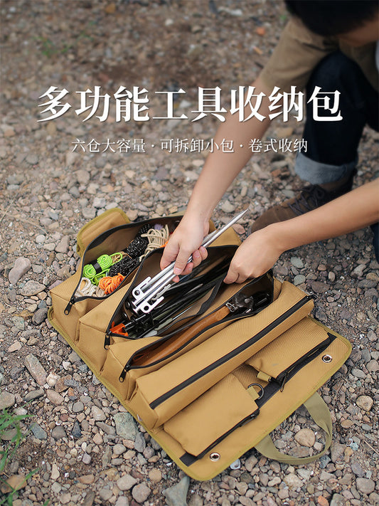 Electrician's tool kit portable multi-functional portable car wear-resistant reel canvas hardware repair tool storage bag