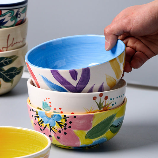 Sale Good-looking ceramic bowl household noodle bowl 6 inch creative hand-painted tableware fruit salad bowl dessert bowl