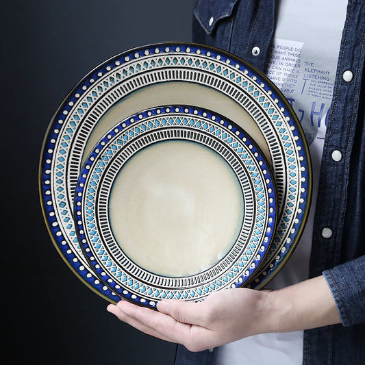Exotic style Western tableware American dinner plate steak plate creative ceramic plate large plate fruit salad plate home dinner plate