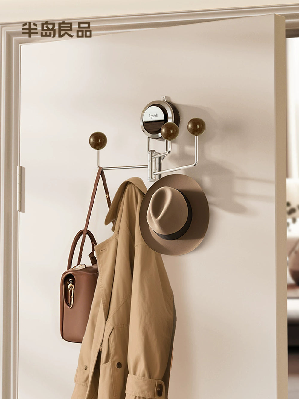 Peninsula Liangpin suction cup, hook behind the door, non-perforated clothes, bags, storage rack, door hook, rotating storage hanger
