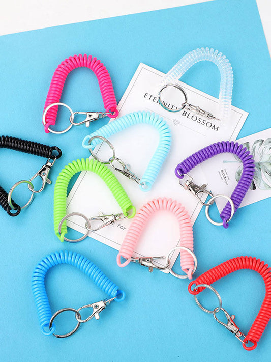 Spring Rope Hook Key Chain Telephone Wire Spring Rope Key Fob, Outdoor Anti-Lost Hand Rope Telephone Wire Key Fob