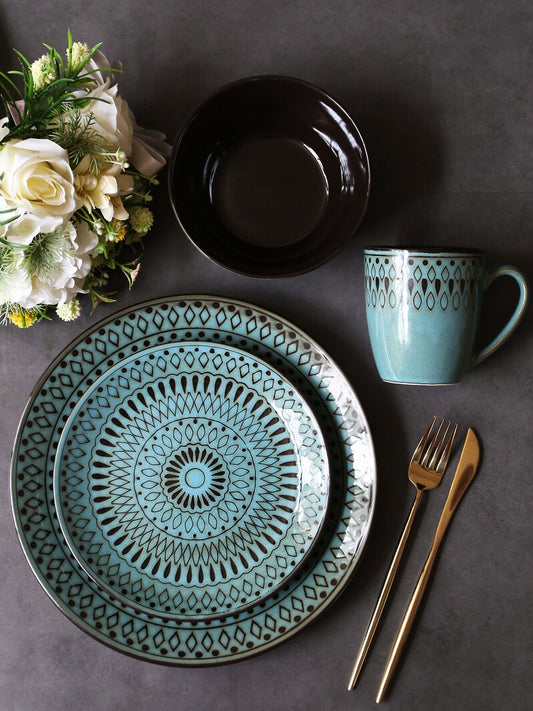 European and American Ke ceramic bowls, plates, cups, cutlery sets, vegetable plates, retro family steak plates, salad bowls, western plates, round