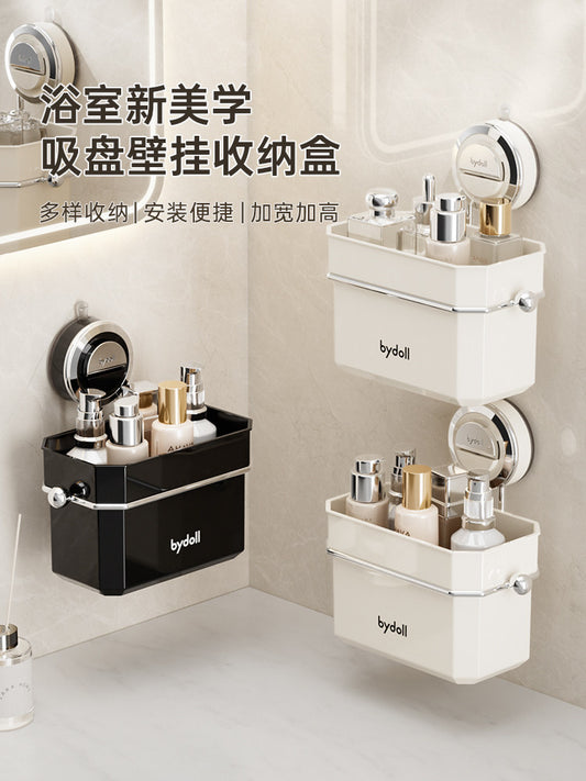 Suction cup shelf, toilet bathroom sink, punch-free storage box, wall hanging cosmetics storage basket