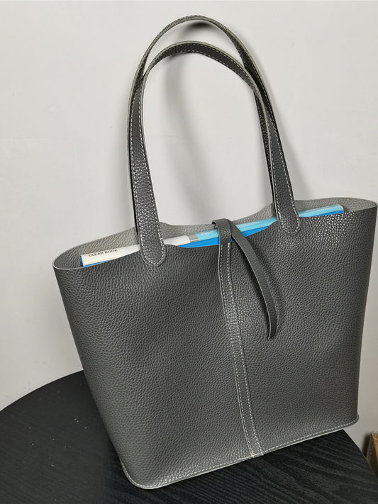 Foreign trade export gray vegetable basket bag large capacity shoulder bucket bag tote bag lazy style niche women's bag