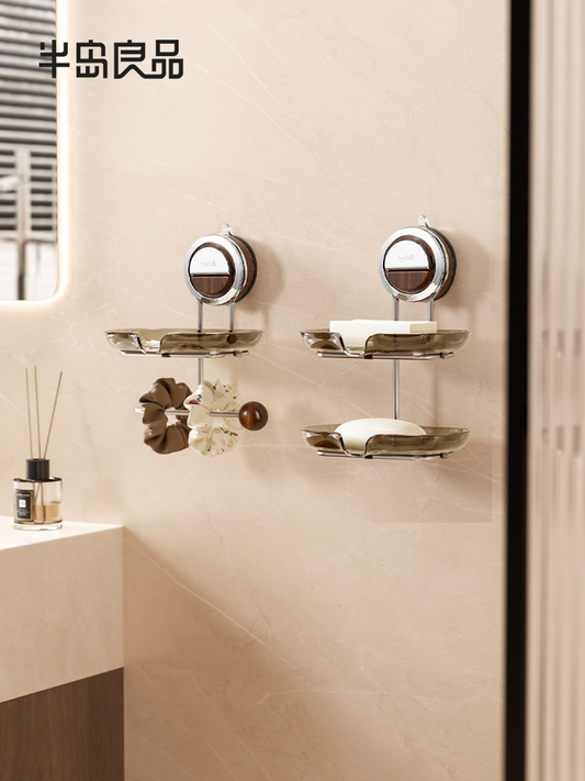 Suction cup soap box soap box wall mounted no punch hole home toilet soap rack box drainage new style