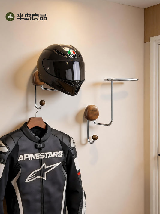 Wall-mounted helmet storage rack for cycling motorcycle helmet display rack for home use without punching hole strong bearing reset rack