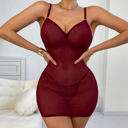 Coco Witch, Night Elf, cut-out tie at back, thin mesh sheer outfit, slim fit, dress, nightdress