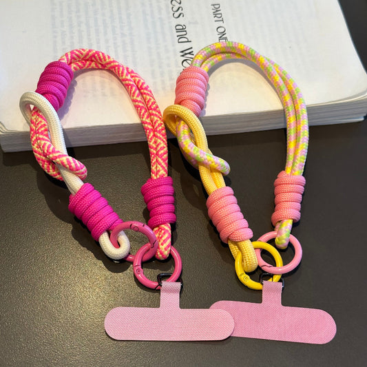 Fashionable and versatile mobile phone lanyard, short wrist handstring, contrast anti-sling rope, strong and durable braided rope pendant