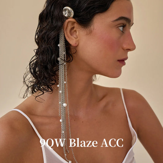 9QW European and American Vintage Y2K Pearl Chain Fringe Hairpin Women's High-end Updo Side Clamp Long Braided Chain