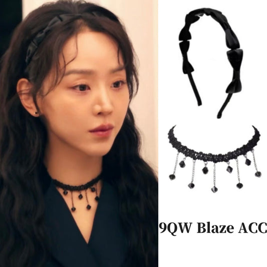 Shin Hye-sun's same black heightened skull headband choker retro sweet cool Korean drama atmosphere hair ornament neck ornament