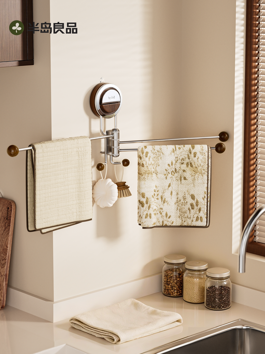 Kitchen wall-mounted rag special storage rack, stainless steel suction cup drainage artifact, rotating multi-layer storage bracket