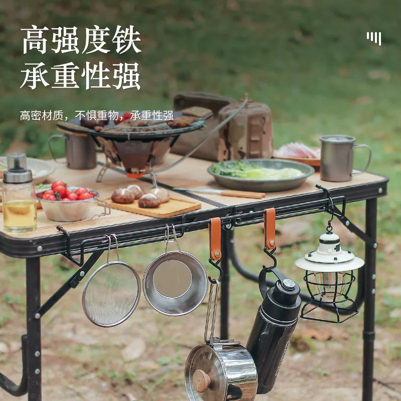 Outdoor tableside hangers, camping tableware, kitchenware, portable storage racks, egg rolls, table stands, black wire wrought iron hangers