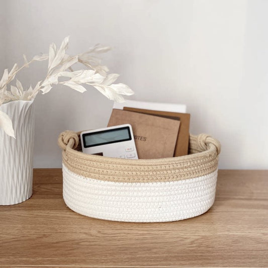 Nordic style cotton thread woven basket storage basket, snack basket, toy organizer, underwear storage basket, tabletop sundries basket