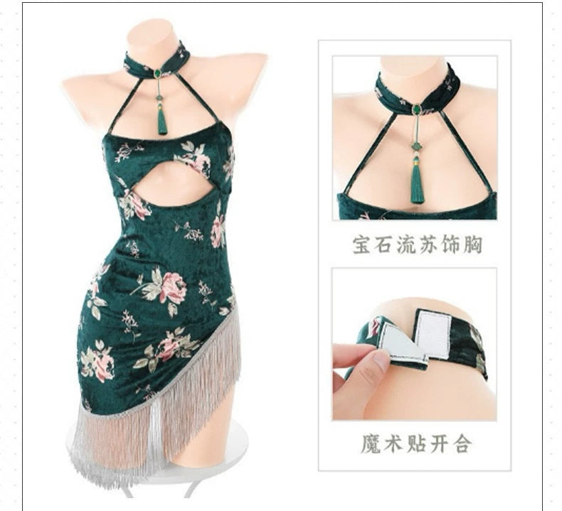 [Coco Witch] Peony Flower Language! Sexy pure desire wind cheongsam fun seduction dress nightdress girl