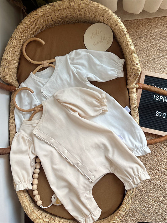 0-3 months baby onesies, spring and autumn cotton class A full moon baby girls crawling clothes 100 days clothes set 3-6 months