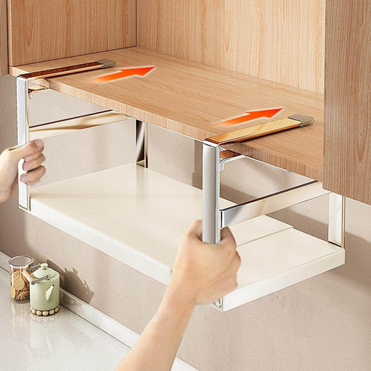 Kitchen wall cabinet cabinet lower hanging rack retractable hanging layered multi-functional shelf spice storage thickened hanging basket