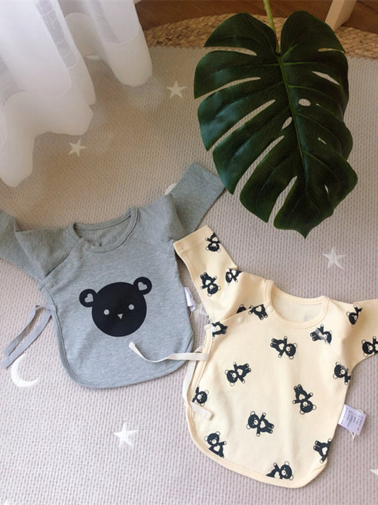 Newborn clothes, half-back clothes, newborn baby class A cotton boneless, 0-3 months baby spring and autumn monk tops