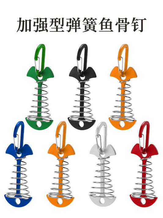 Outdoor tent floor nail accessories, fishbone nails, aluminum alloy canopy snap hook, adjustable wind rope fixing buckle, splint hook