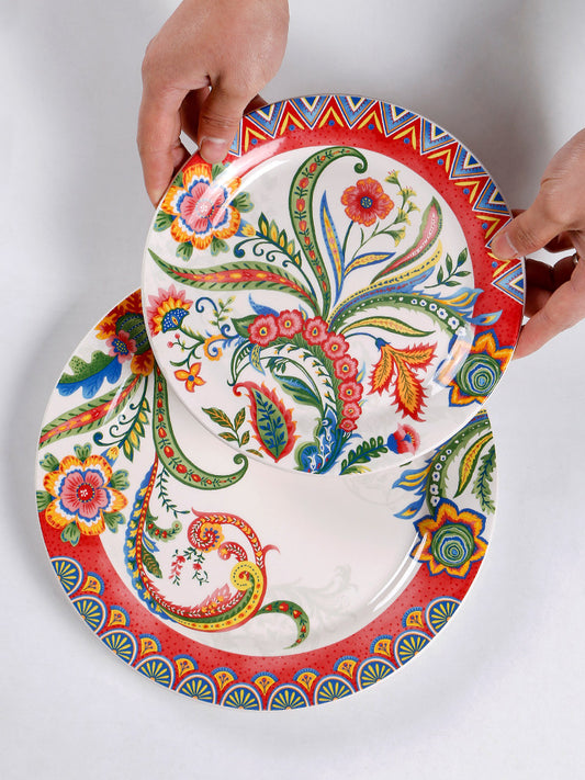 OMK European Ceramic Plate Creative Turkish Style Personalized Restaurant Dinner Plate Round Glazed Color Flat Plate Microwavable