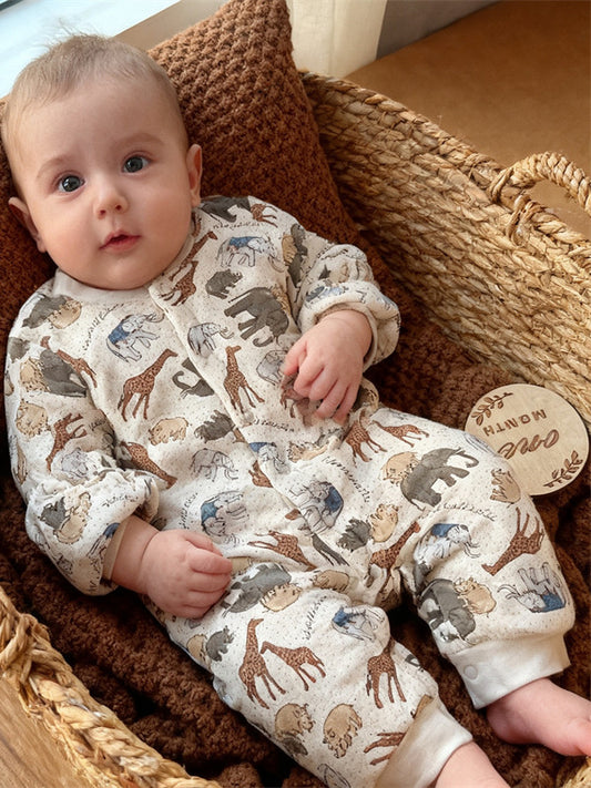 ins explosive Nordic-style baby jumpsuit can be wrapped in autumn and winter padded thickened newborn ha clothes baby crawling clothes