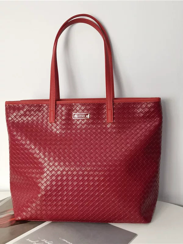 Export, foreign trade, retro weaving, red, large-capacity handbag, commuting, street, fashionable, versatile, one-shoulder, armpit
