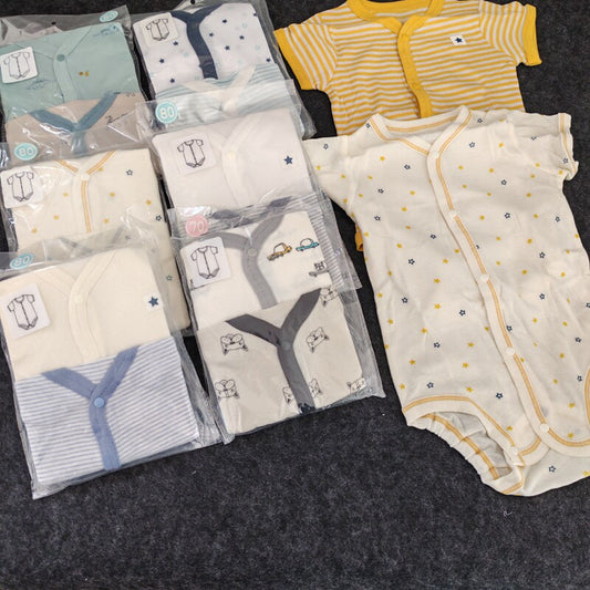 Japanese single baby summer short sleeve triangle bag fart ins wind baby cotton belly protection coveralls 70-80-90