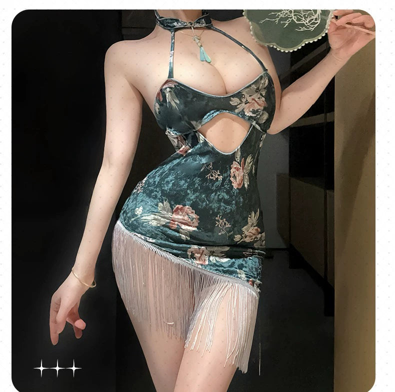 [Coco Witch] Peony Flower Language! Sexy pure desire wind cheongsam fun seduction dress nightdress girl