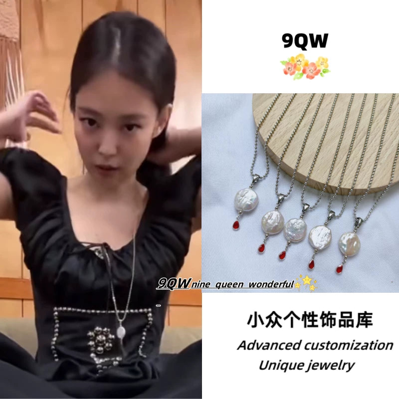 9QW homemade Jin Zhi Ni jennie same style natural baroque pearl long necklace sweater sweater chain