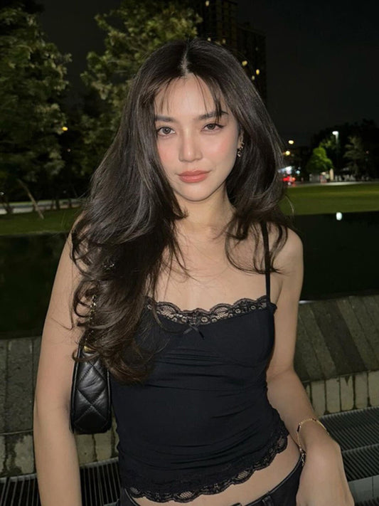 Pure desire lace spliced camisole 2026 summer new hot girl slim and versatile slimming crop top trend