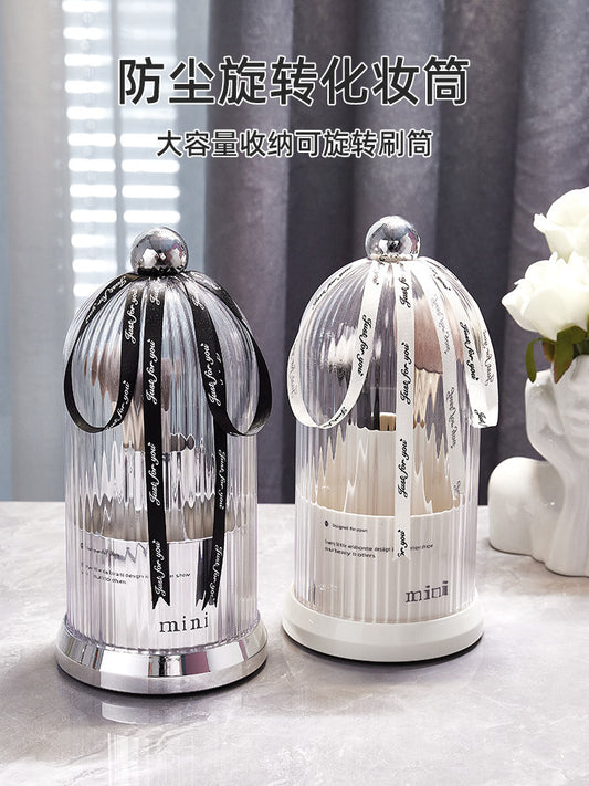 Makeup brush storage tube, rotating dust belt, cover cosmetics storage box, loose powder, eyeshadow, eyebrow pencil, brush bucket, high value