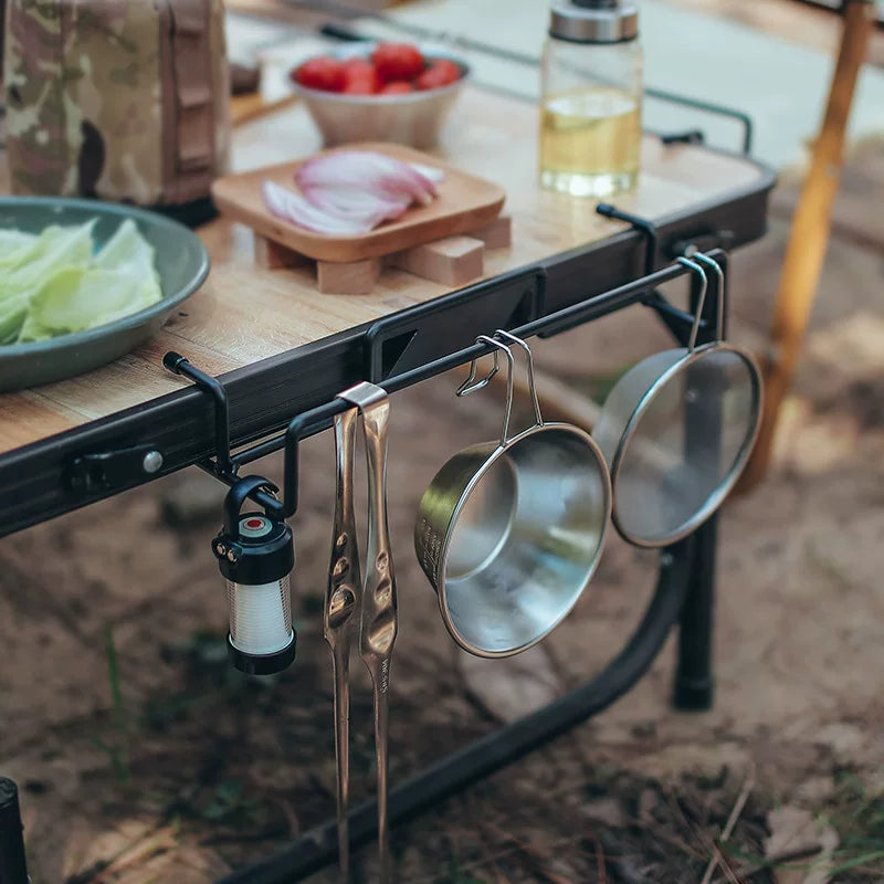 Outdoor tableside hangers, camping tableware, kitchenware, portable storage racks, egg rolls, table stands, black wire wrought iron hangers