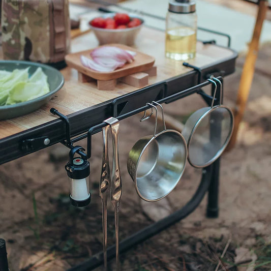 Outdoor tableside hangers, camping tableware, kitchenware, portable storage racks, egg rolls, table stands, black wire wrought iron hangers