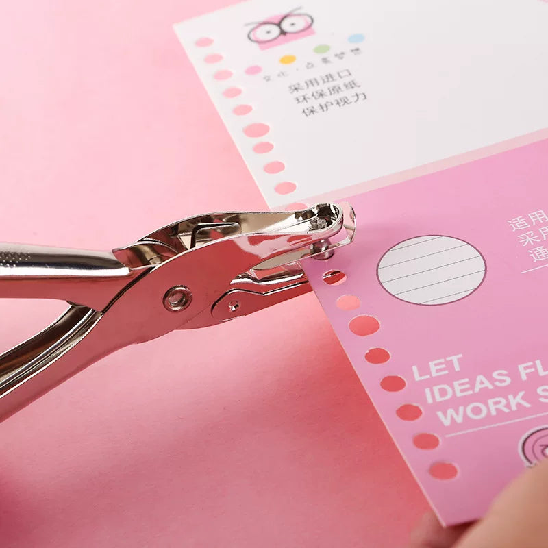 Punching machine round hole paper card small round punching stationery loose-leaf book binding punching manual hand puncher diy book membership card student ring single hole thick paper A4 paper