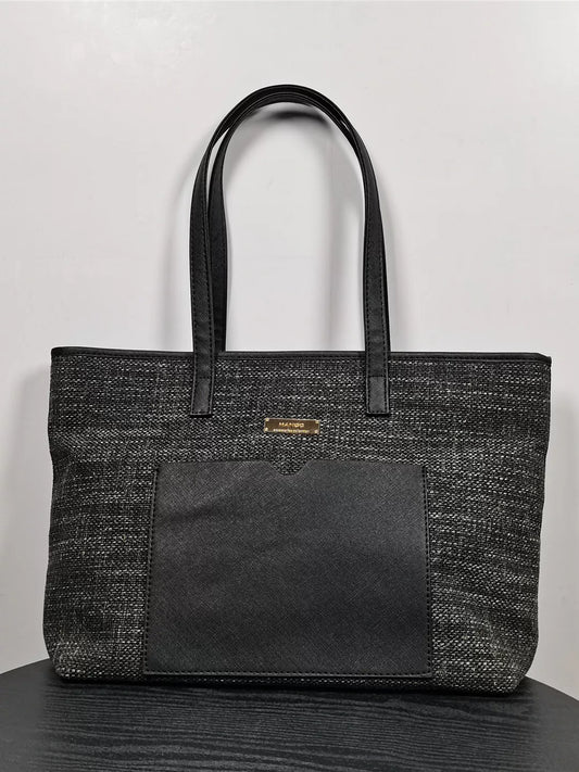 Zipper canvas bag for women, large capacity commuting tote bag for college students, shoulder bag for class, handbag, foreign trade bag