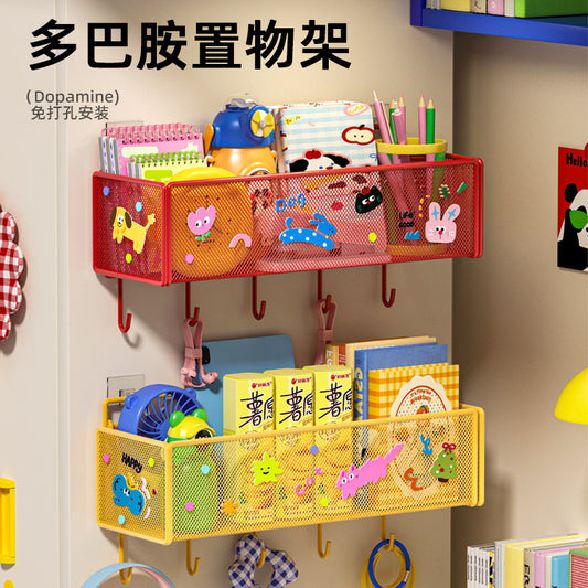 Dopamine storage rack organizing hanger storage basket storage basket wall hanging bedroom sundries wrought iron storage rack hanging type