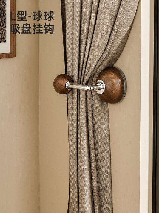 Peninsula Good Walnut Grain Curtain Hook No Punch Free Entrance Door Key Hook Decorative Shower Curtain Suction Cup Hook