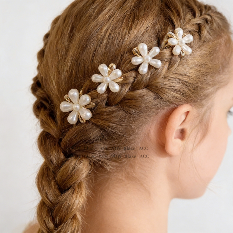 Liu Yifei's same French pearl flower hairpin mini exquisite grab clip girly side broken hair versatile hairpin