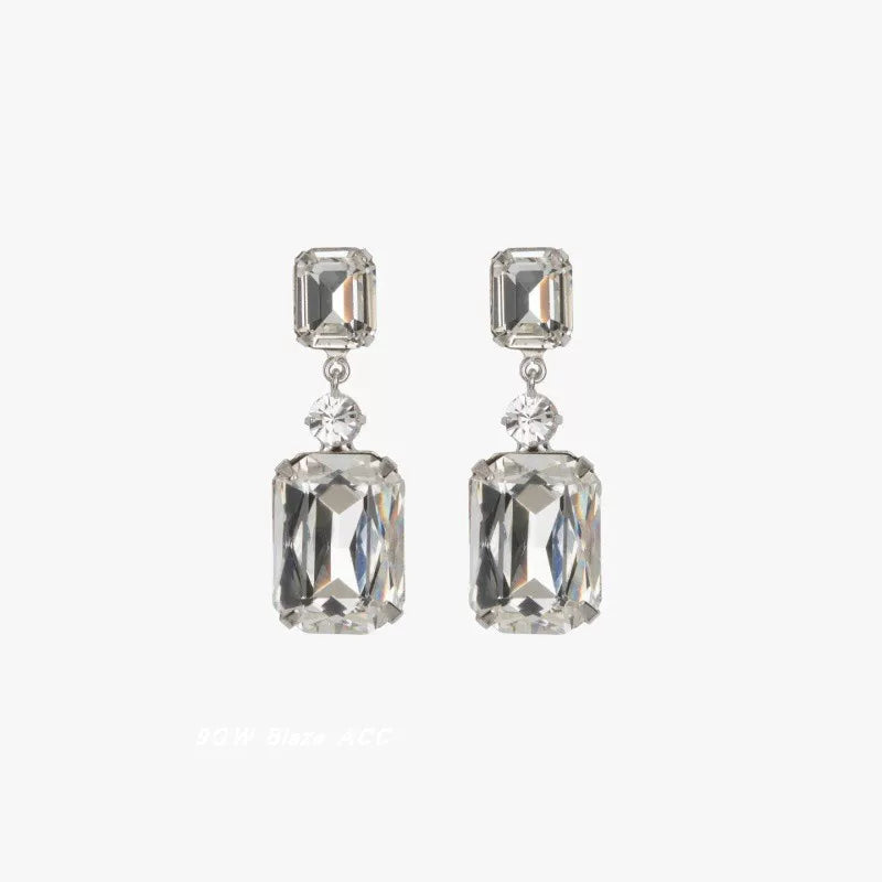 9QW European and American style geometric diamond dangling earrings artificial crystal earrings women light mature temperament design earrings women