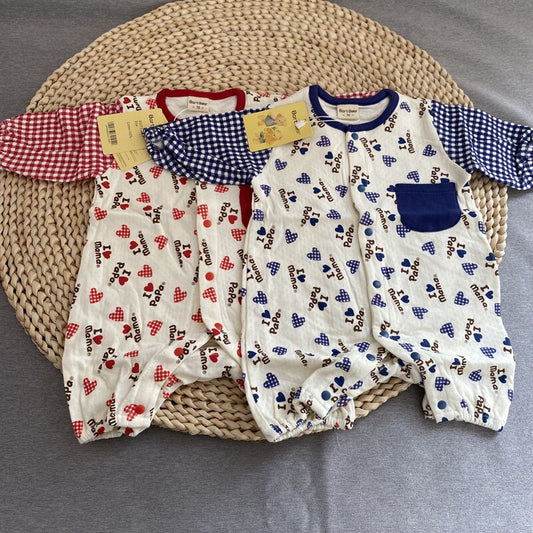 Korean original single Ilovemama cotton baby long sleeve bodysuit spring and autumn thin newborn ha clothes baby crawling