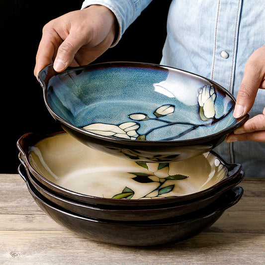 European and American creative amphora fish plate, ceramic dinner plate, oval plate, Japanese dish plate, large household salad plate