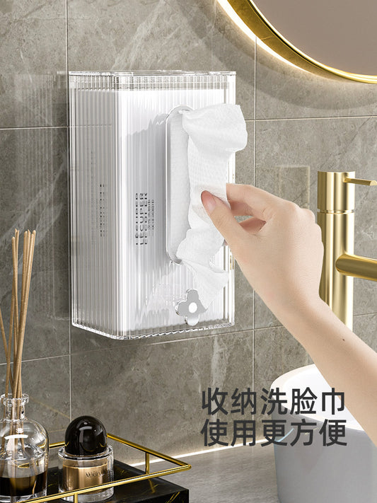 Face towel storage box wall mounted no punching for home bathroom toilet kitchen acrylic inverted paper towel box