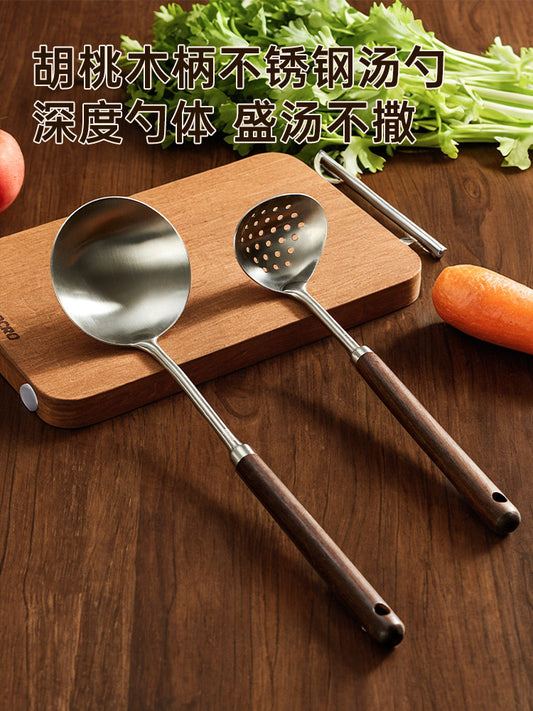 Long handle food grade 304 stainless steel soup spoon for household large kitchen soup special spoon hot pot catering colander