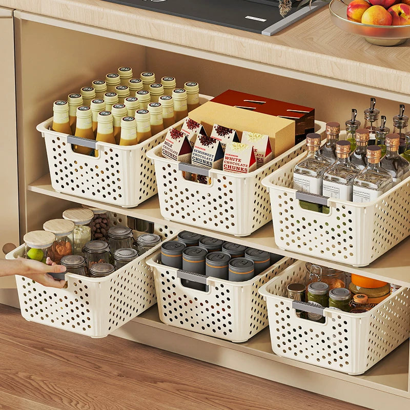Storage basket: home wardrobe storage children's toys and miscellaneous snacks, kitchen plastic storage box, desktop storage basket