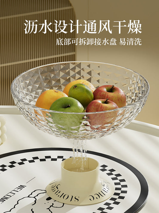 Fruit plate, home living room, coffee table, light luxury, high-end crystal cream style candy plate, front desk snack placement plate Y