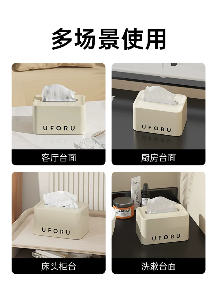 tissue box, living room, household spring drawer box, creative desktop lift, napkin storage box, light luxury, cream wind Y