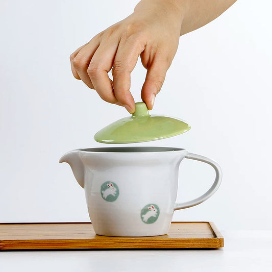 Japan Imported Gaiwan Tea Cup Ceramic Tea Set 260ml Small Fresh Hand Painted Rabbit Tea Bowl with Lid Cup Single
