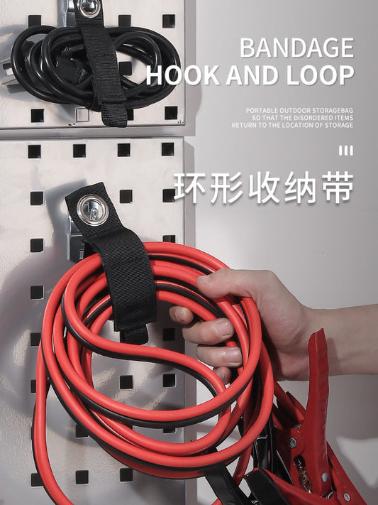 Multi-purpose tool, wiring harness, water pipe equipment, finishing, ring storage strap, fixed, wall-mountable, heavy-duty storage strap